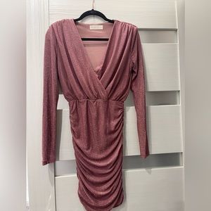 DonneeParDieu Pink Glitter Ruched Dress Size Medium